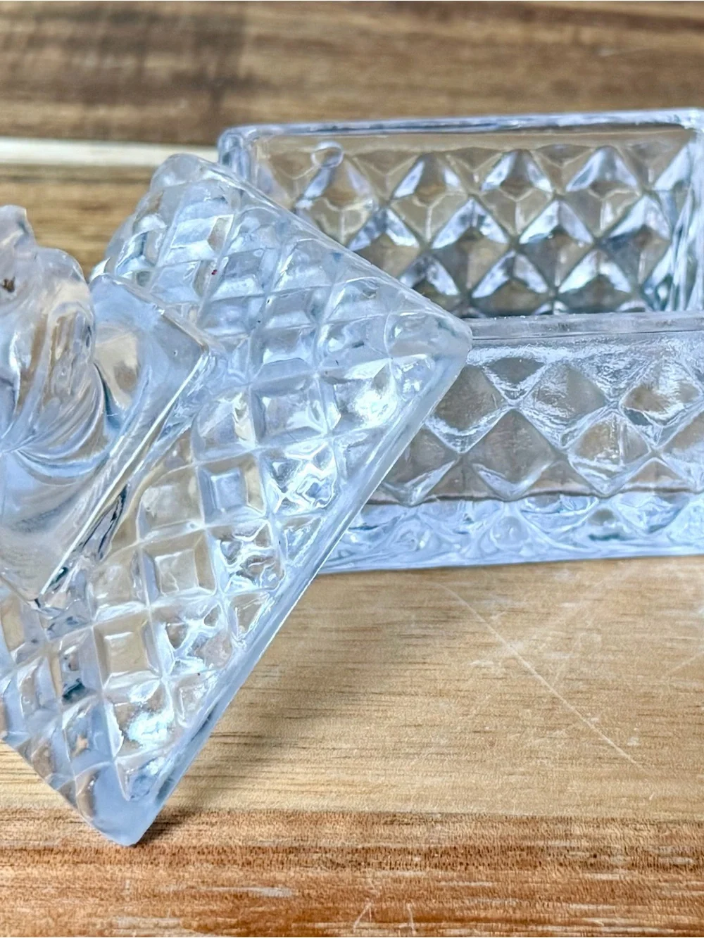 Vintage Clear Glass Bird-Top Decorative Trinket Dish - Home Dining